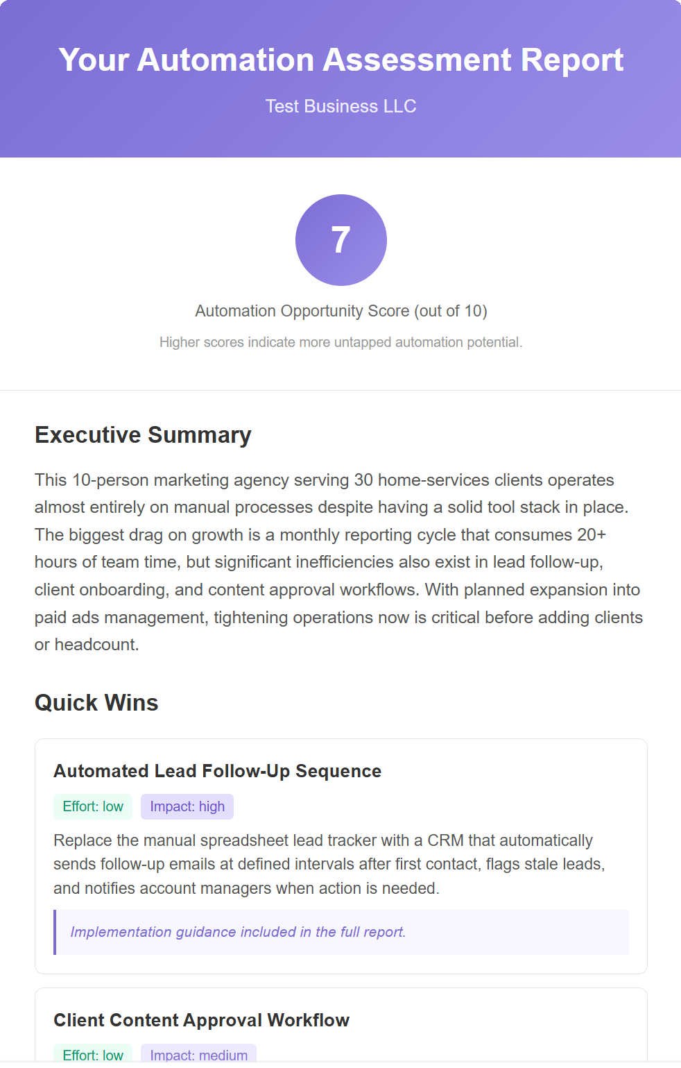 Sample Assay automation assessment report